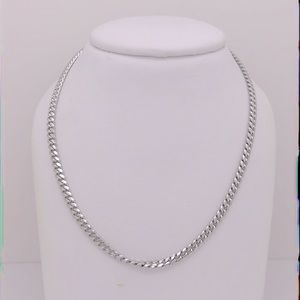 NEW — Solid Sterling Silver w/ Rhodium Plating Miami Cuban Chain (4mm)